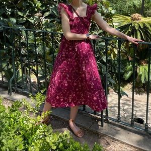 HILL HOUSE HOME “Ellie” Original Nap Dress in Burgundy Botanical, XS